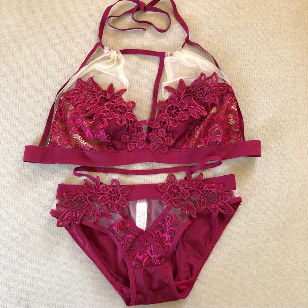 Maroon Lingerie Set
